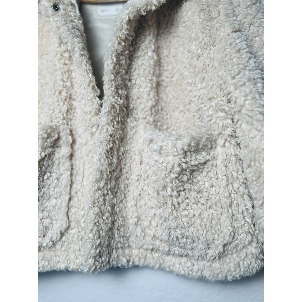 ABERCROMBIE & FITCH | Teddy Cropped Jacket Lined Button Front Collar Sz S - Picture 7 of 13